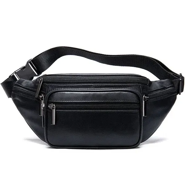 Luke Lady Leather Fanny Pack for Men and Women, Black