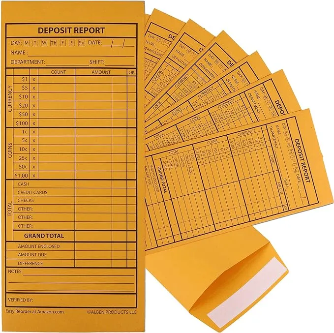 100 Cash Drop Envelopes - Bulk Cashier Deposit Envelopes for Cash Recordkeeping, Perfect for Business, Banks, Stores, Retail and Restaurants (White Kraft)