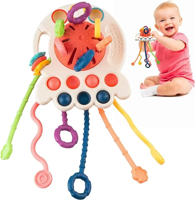 Baby Toys, Montessori Toy for 6-12 12-18 Months Toddler Babies, Sensory Toy, Motor Skills & Pull String Activity for 1 2 3 4 5 6 Years Old Infant Boy Girl Easter Gifts