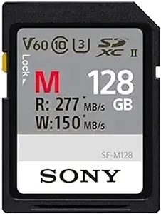 Sony M Series SDXC UHS-II Card 128GB, V60, CL10, U3, Max R277MB/S, W150MB/S (SF-M128/T2), Black