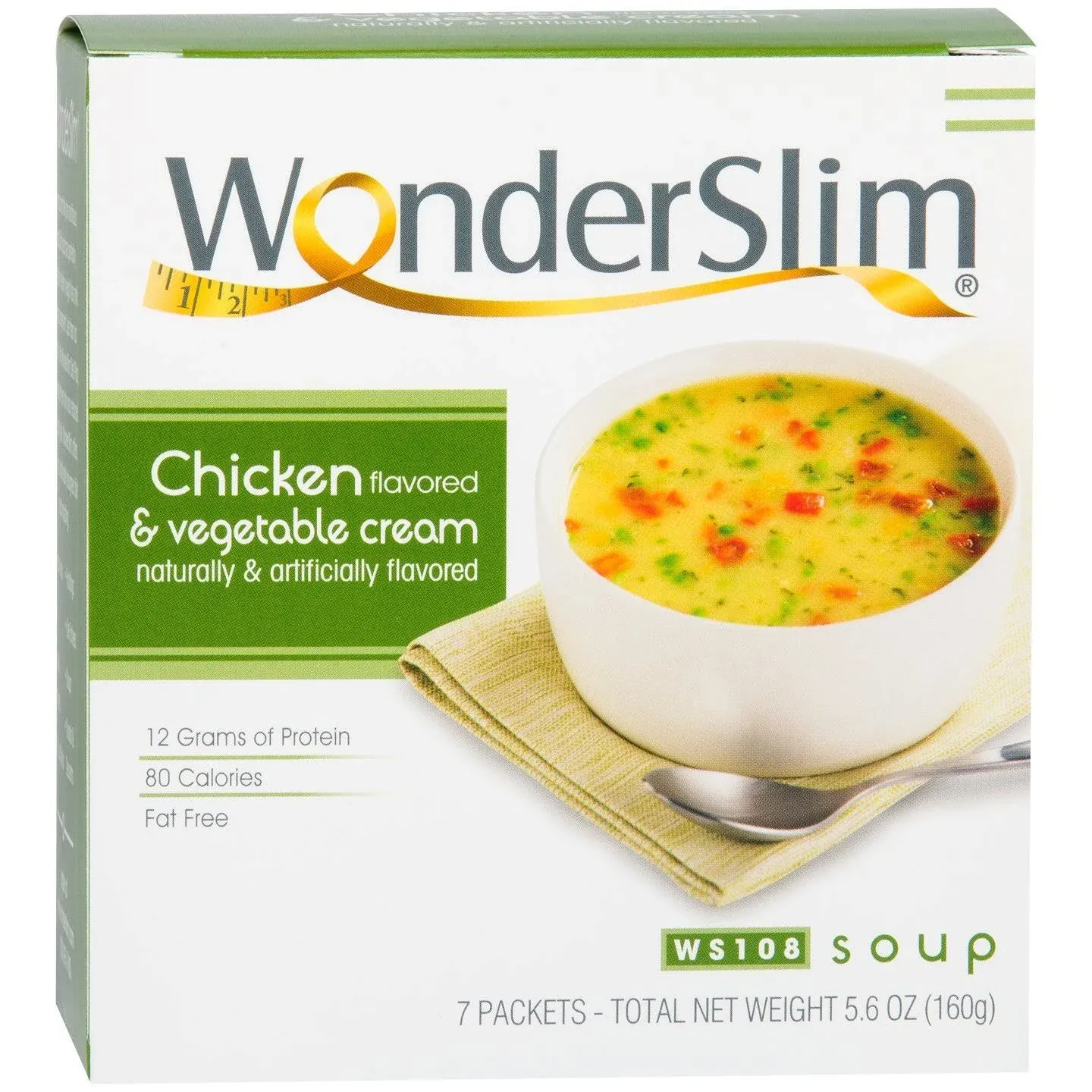 WonderSlim Protein Soup, Chicken & Vegetable Cream, 80 Calories, 12g Protein, 0g Fat (7ct)