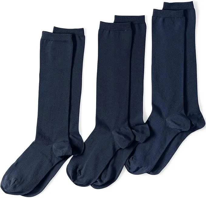 Lands' End Women's 3-Pack Seamless Toe Solid Trouser Socks - Small - True Navy