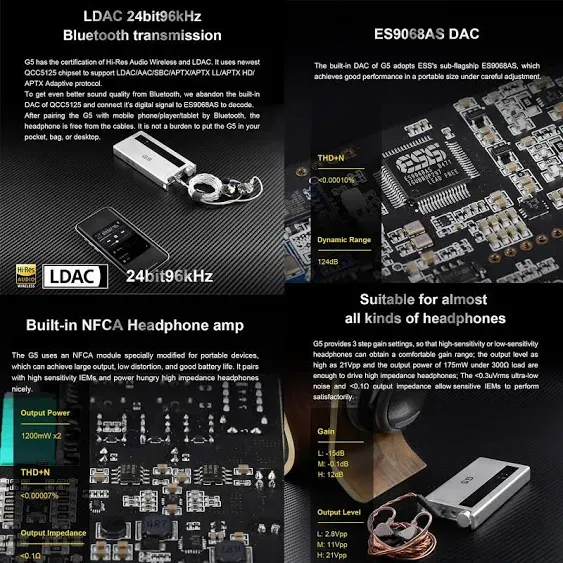 TOPPING G5 Portable Bluetooth DAC and Headphone Amp