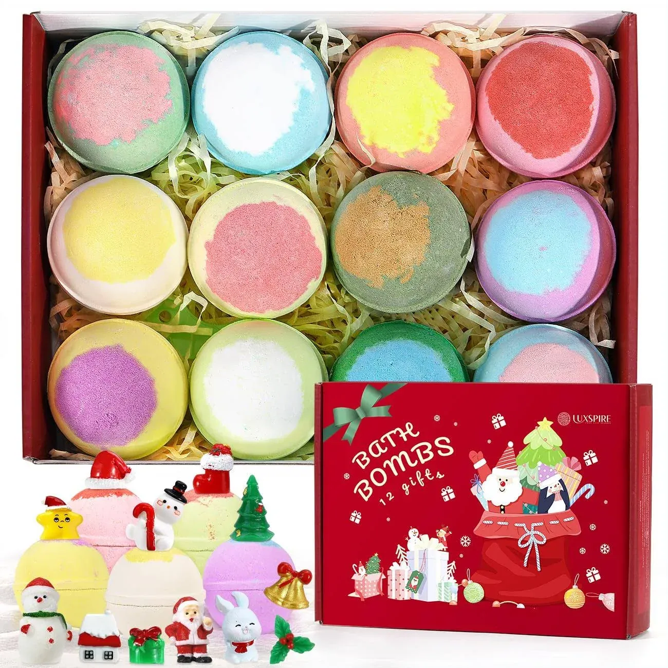 Christmas Bath Bombs for Kids 12 Pack Bath Bombs with Christmas Surprise Inside