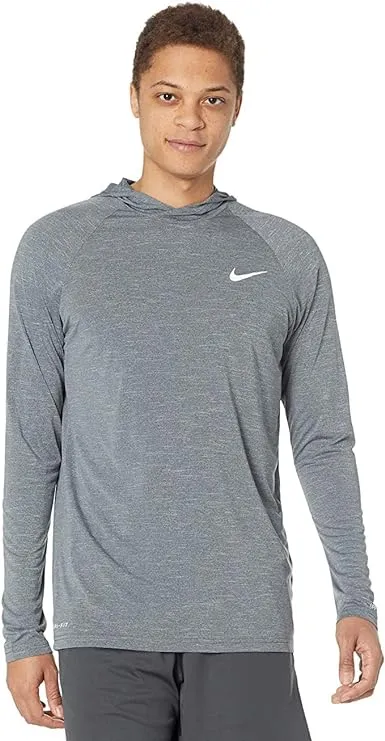 Nike Swim Men&#039;s Heather Long Sleeve Hooded Hydroguard Particle Grey