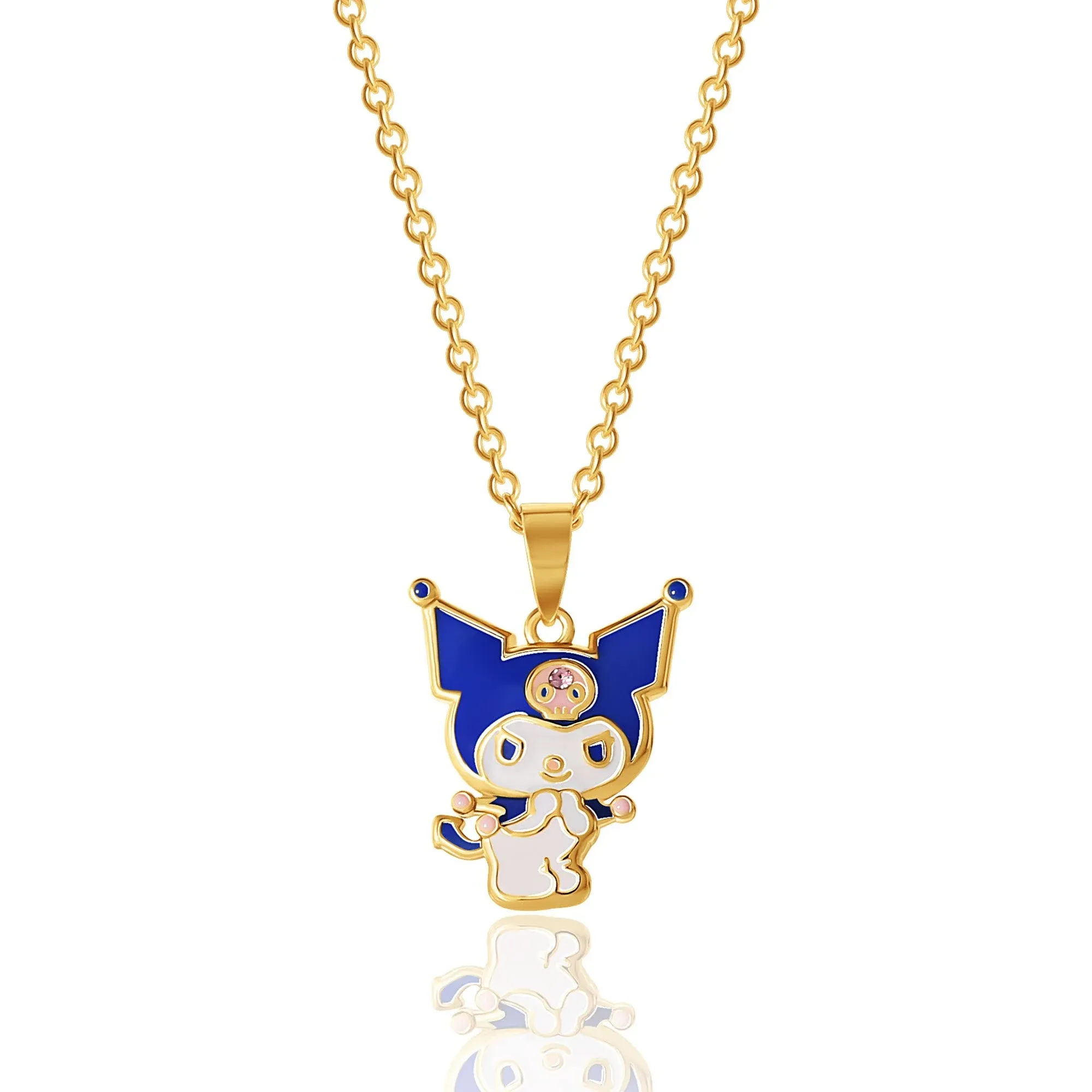 Sanrio  Brass Yellow Gold Plated And Pink Crystal Pendant In Gold,white,blue