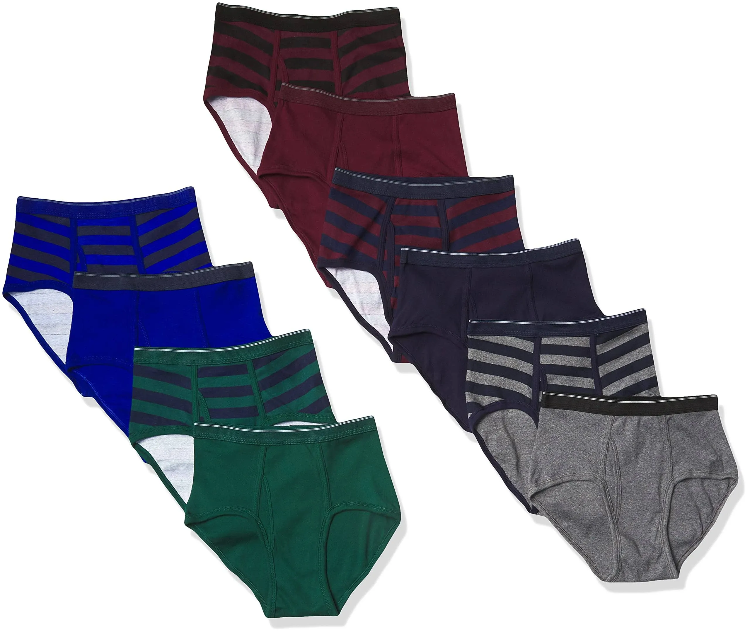 Boys Striped Brief Underwear 10-Pack - Blue