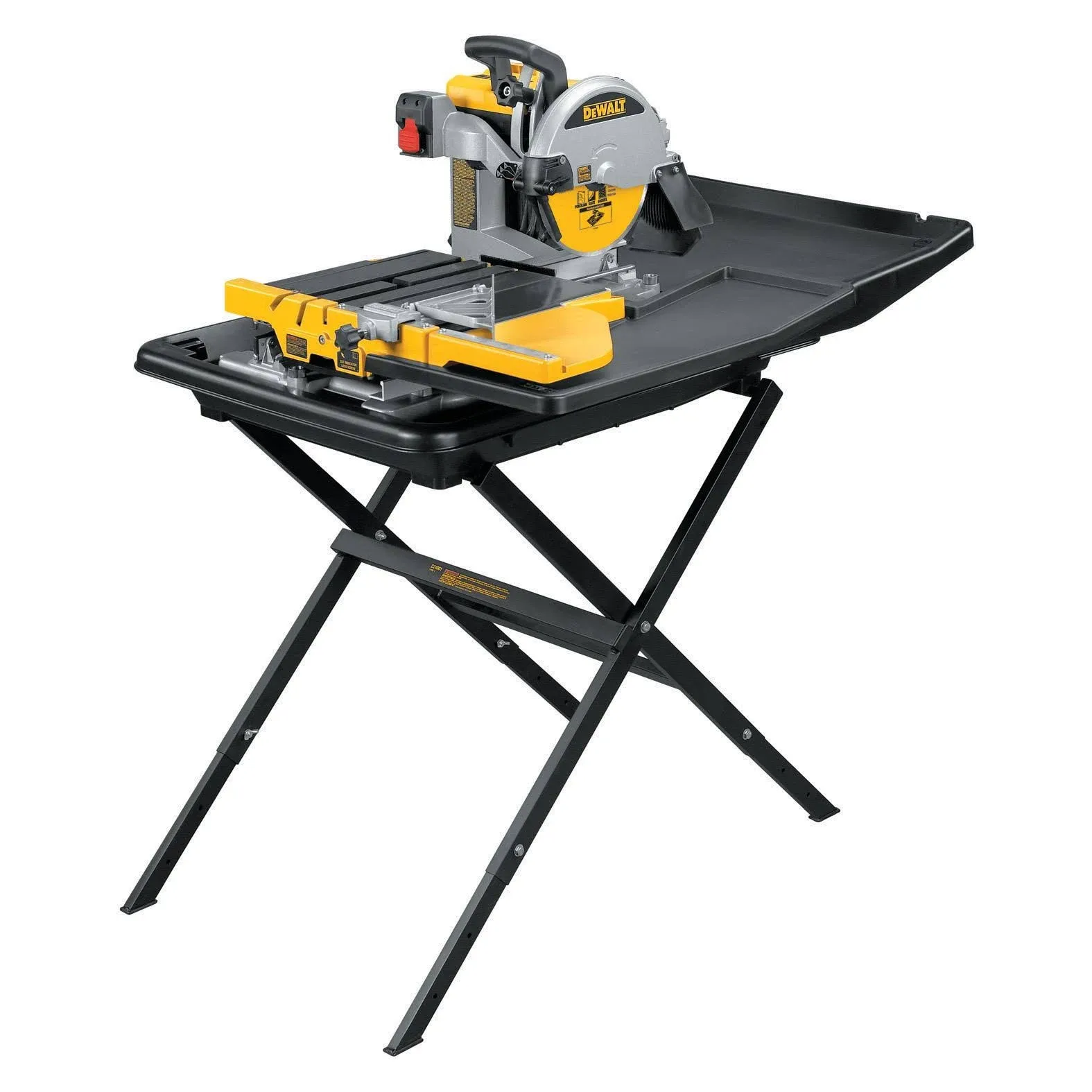 DEWALT Wet Tile Saw, Corded, 1.5 Amp, 25” Rip Cuts, 28” Plunge Cuts, 45 Degree Angle Cuts, Includes Stand (D24000S)