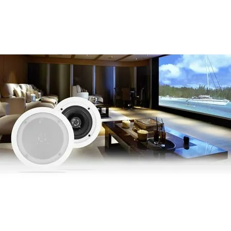 Rockville 2 HC55-16 White 5.25" 300 Watt in-Ceiling Home Theater Speakers 16 Ohm