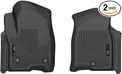 Husky Liners X-act Contour Floor Mats | Fits 2021-2024 Chevrolet Suburban, Tahoe, GMC Yukon, GMC Yukon XL, Cadillac Escalade (Includes ESV) | Front Row, 2-pc Black - 55861