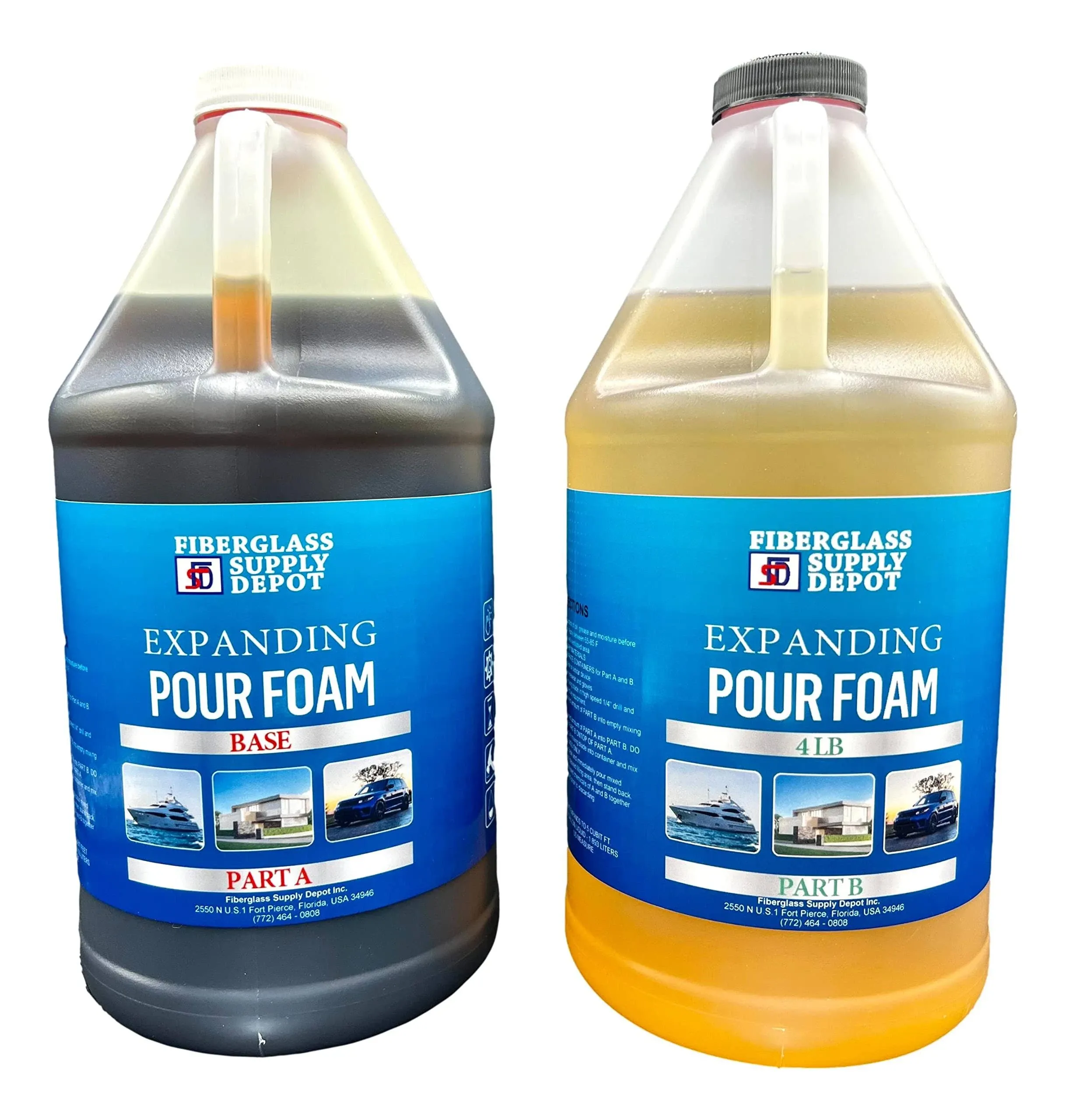 4 Lb. Density Expanding Pour Foam, 2 Part Polyurethane Closed Cell Liquid Foam f