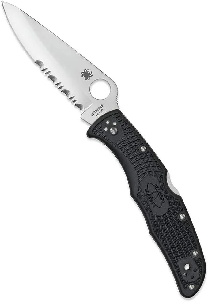 Spyderco Endura 4 Lightweight Signature Knife with 3.80" VG-10 Steel Blade and FRN Handle - CombinationEdge - C10PSBK