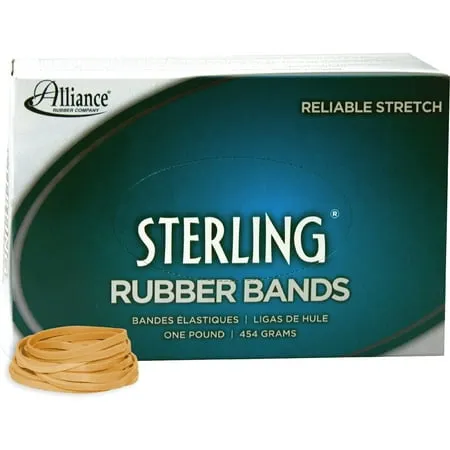 Alliance Rubber 24125 Sterling Rubber Bands Size #12, 1 lb Box Contains Approx. 3400 Bands (1 3/4" x 1/16", Natural Crepe)