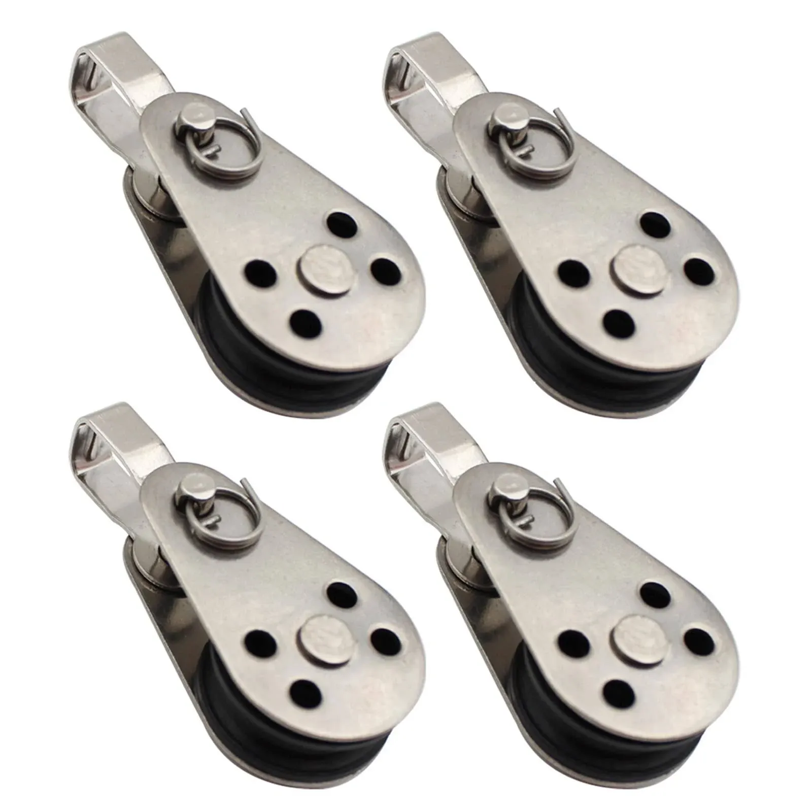 4PCS Stainless Steel Nylon Marine Pulley Block Rope Runner Kayak Bearing