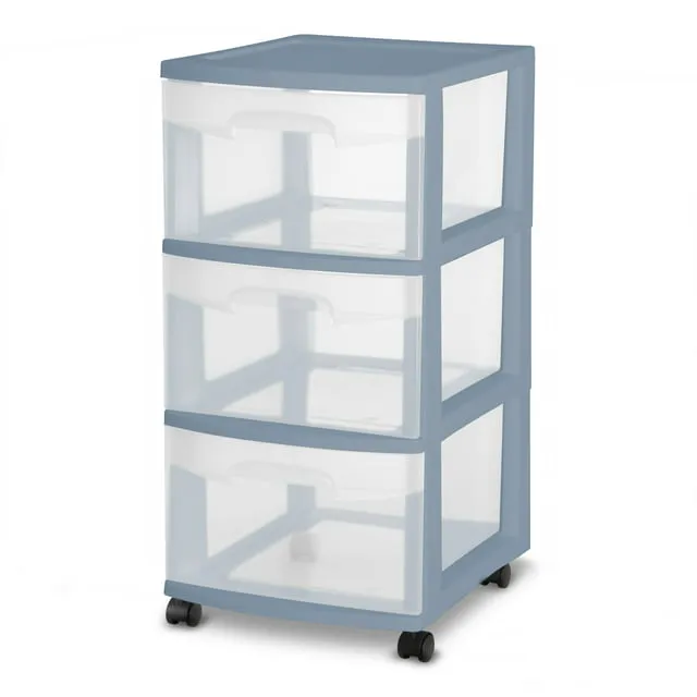 Sterilite 3 Drawer Cart, White