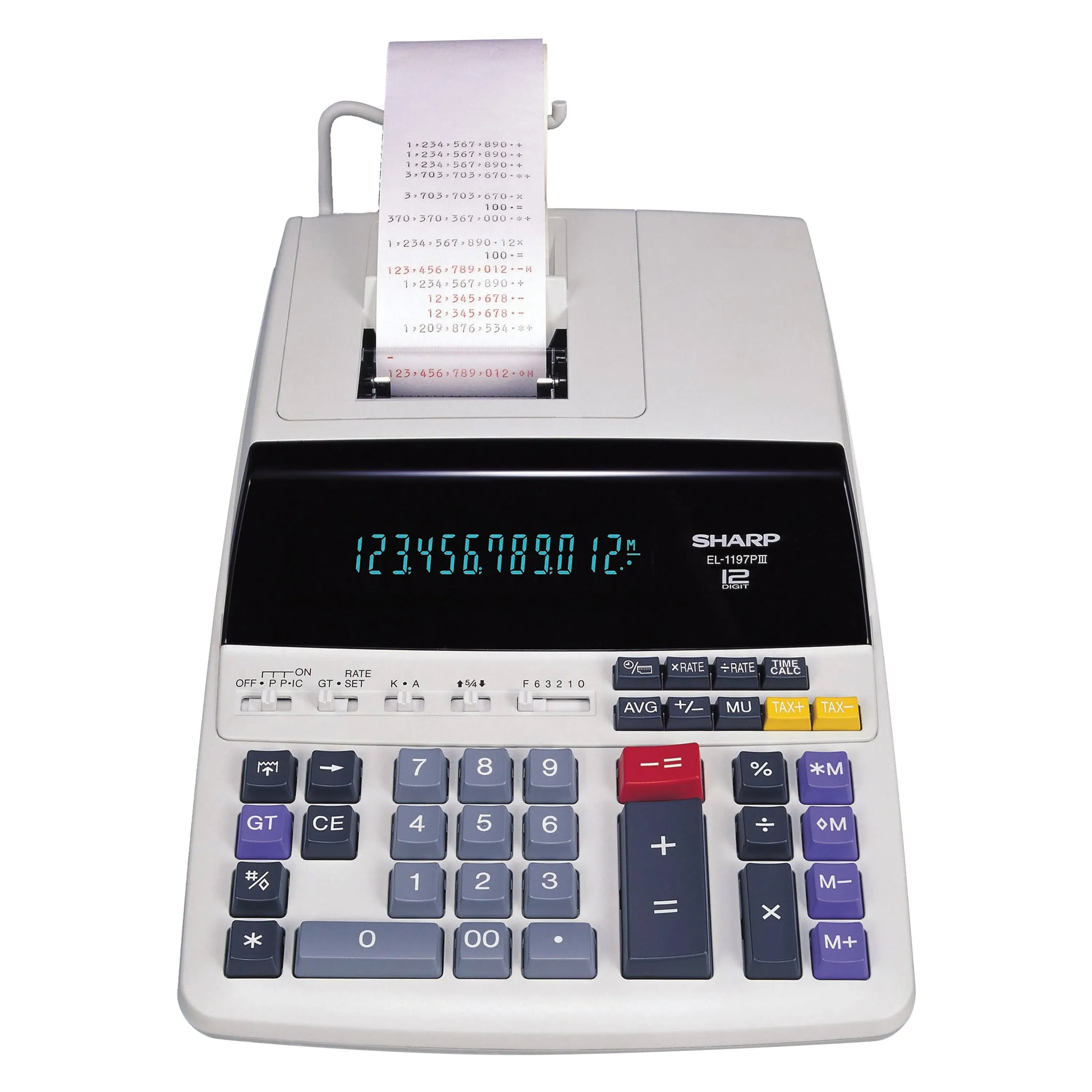 Sharp EL-1197PIII Heavy Duty Color Printing Calculator with Clock and Calendar