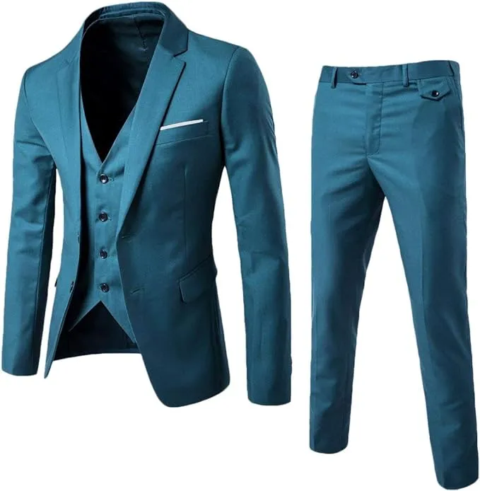 Ween Charm Men's Suits Slim Fit,3 Piece Suit for Men,2 Button Blazer Jacket Vest ...