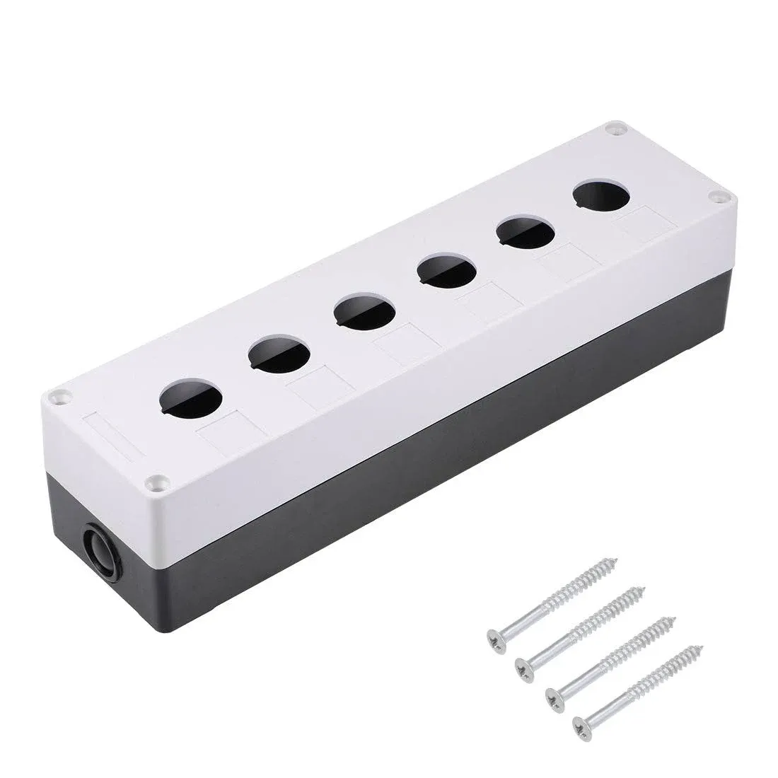 uxcell Push Button Switch Control Station Box 22mm 6 Holes White and Black