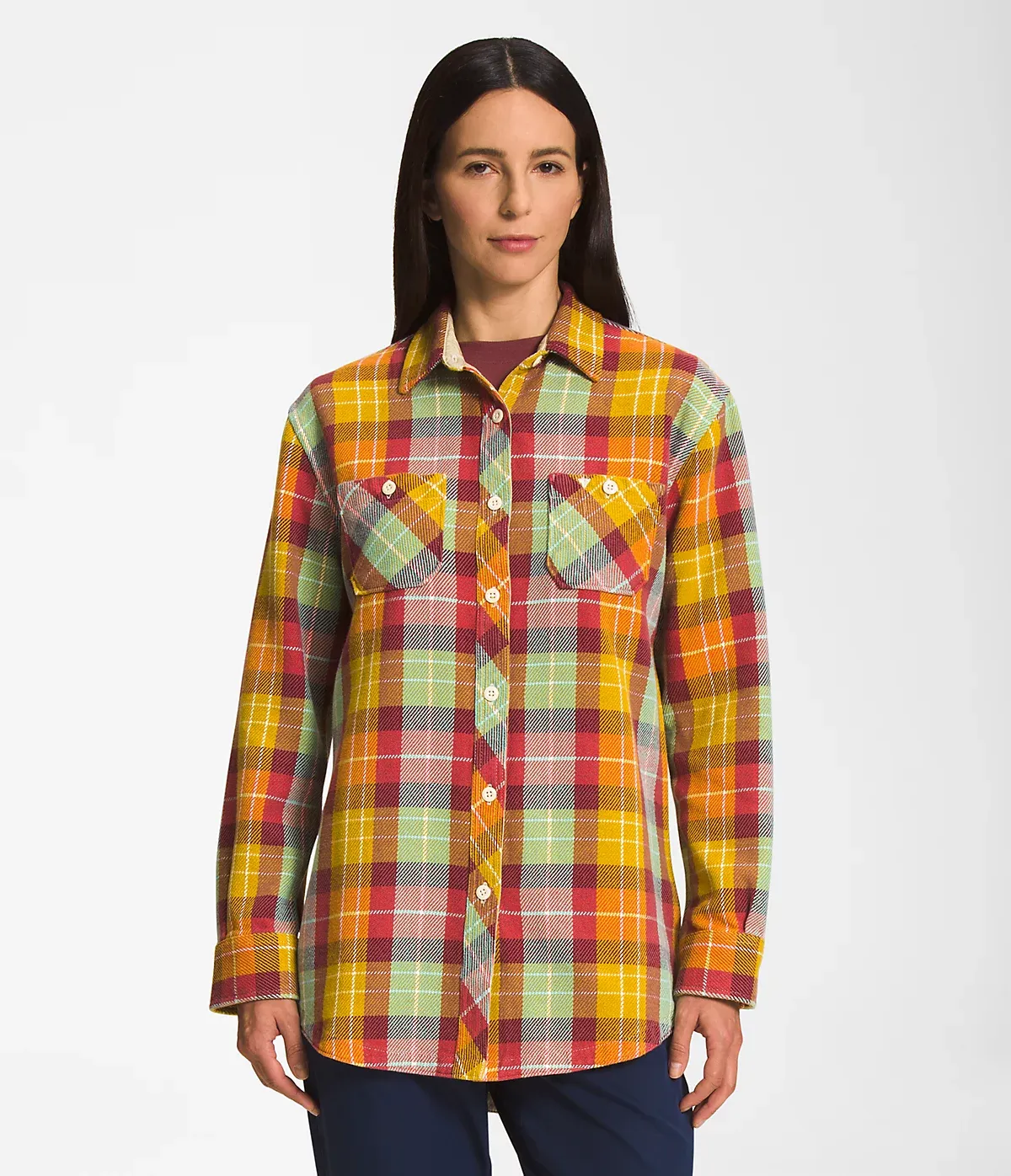 The North Face Women’s Valley Twill Flannel Shirt (Size: Small): Horizon Red Large Icon Plaid 2