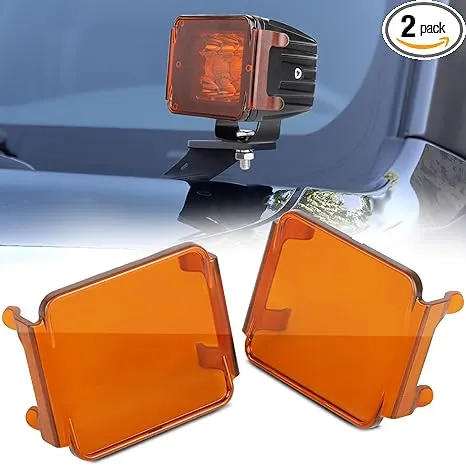 3 Inch Amber LED Pod Covers 2PCS Square LED Light Bar Covers LED Cube Covers Protective Polycarbonate Light Bar Lens Covers