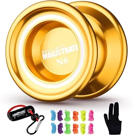 MAGICYOYO Unresponsive Yoyo N6 Professional Alloy Yoyo Non-Responsive Yoyo with Yoyo Holster + 12 Strings+ Yoyo Glove Gift (Golden)