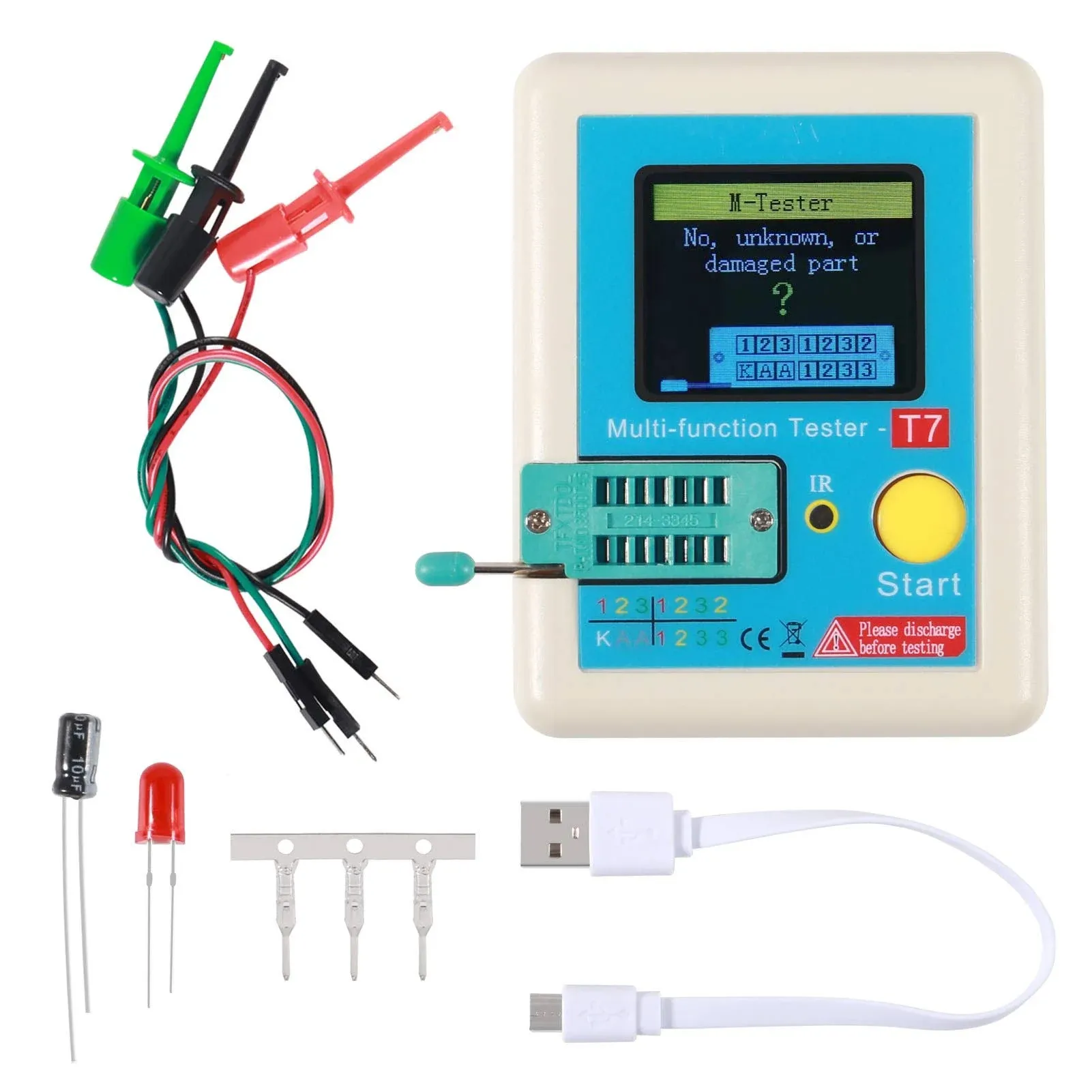 LCR-T7 Transistor Tester Multimeter Diode Triode MOS/PNP/NPN Capacitor Resistor