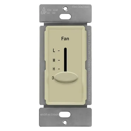 Enerlites 3 Speed In-Wall Ceiling Fan Control, Slide Switch, 120VAC, 2.5A, Single-Pole, No Neutral Wire Required, 17000-f3-i-f, Ivory