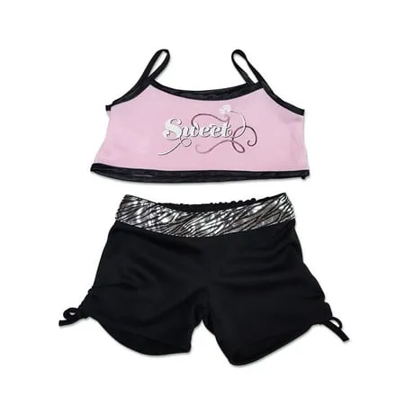 sweet pink tank top w/ leggings outfit fits most 14 - 18 build-a-bear vermont teddy bears and make your own stuffed animals