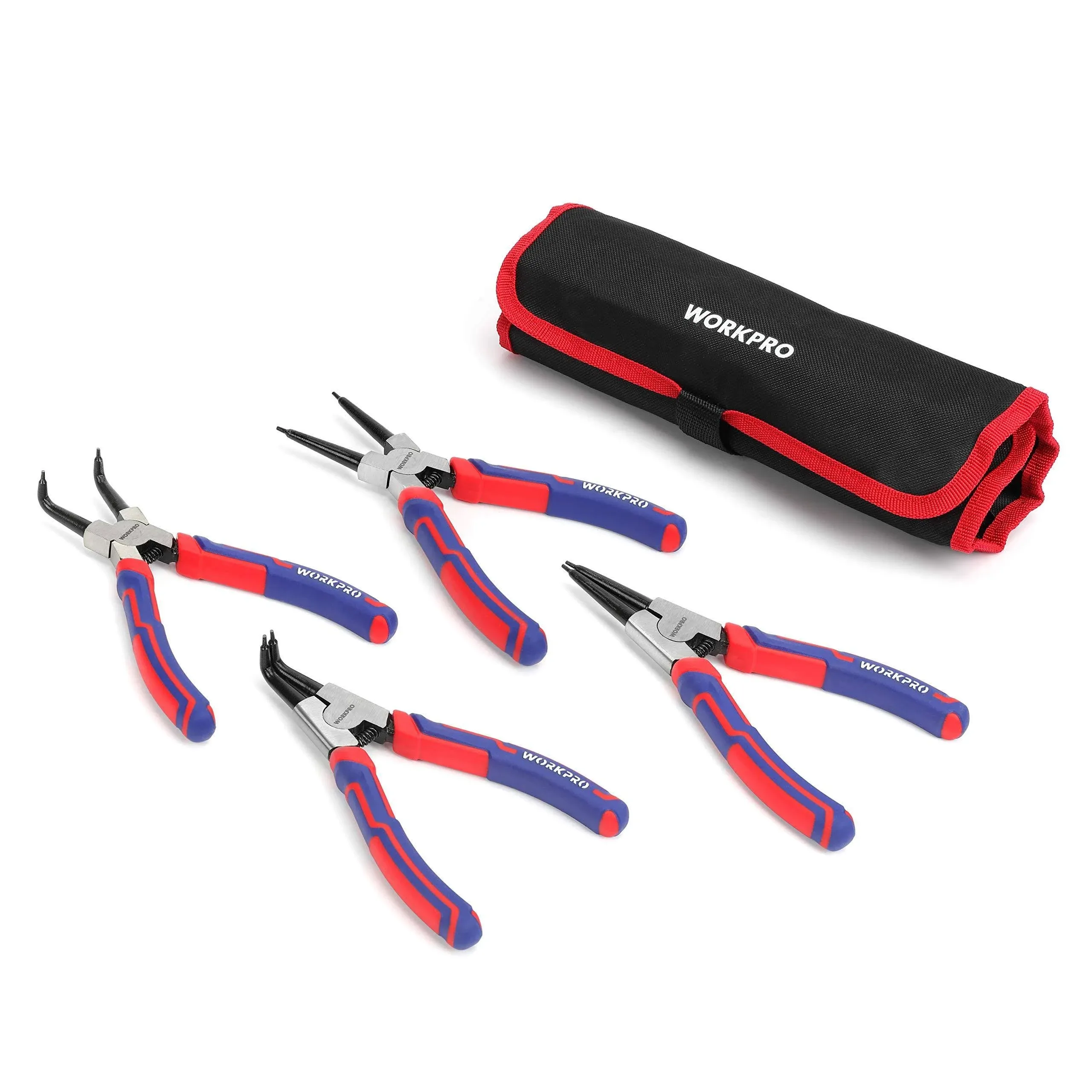 WorkPro 4 Piece Snap Ring Pliers Set Heavy Duty 7 inch Internal External Circlip Kit