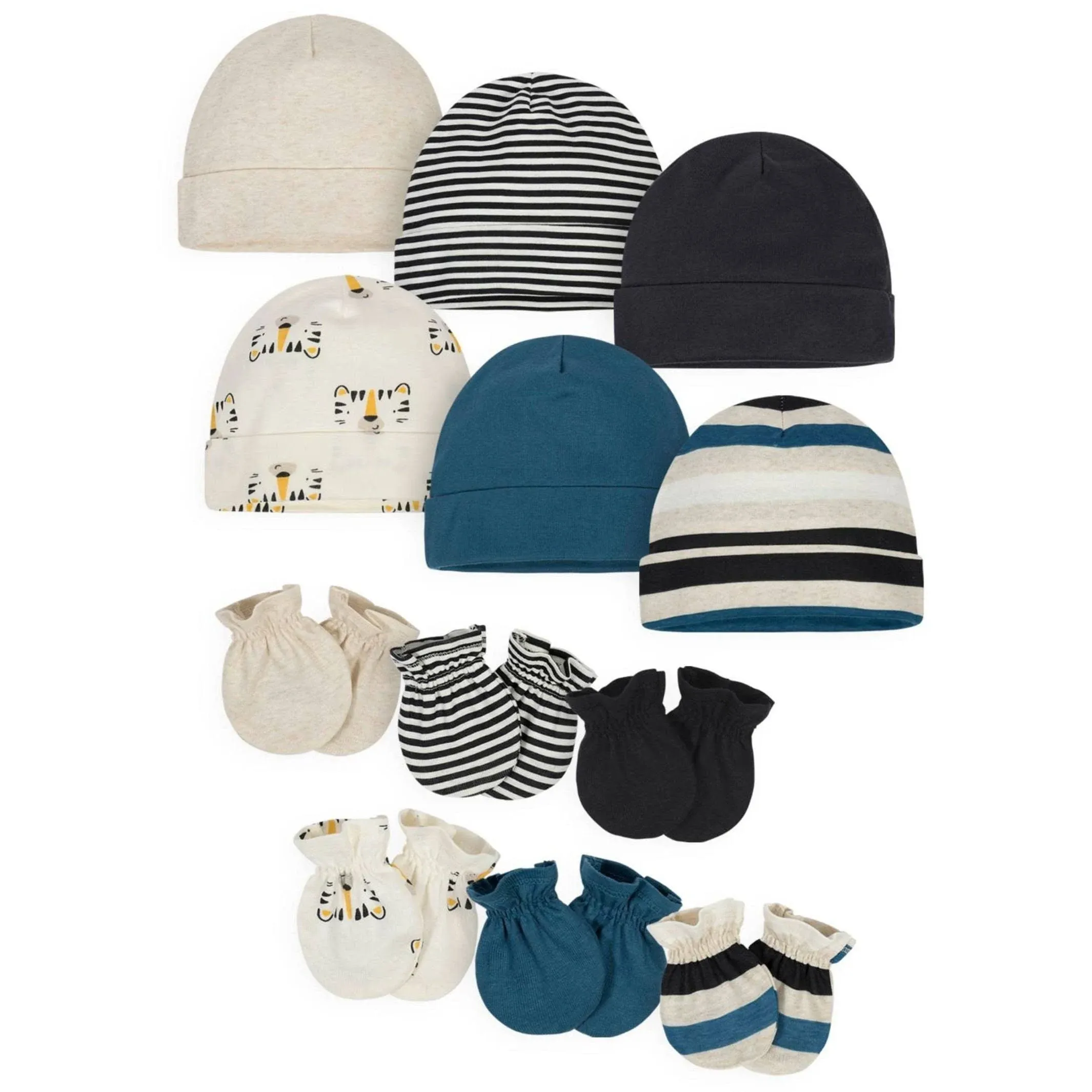 Onesies Brand Baby Boy Caps and Mittens Accessories Set, 12-Pack