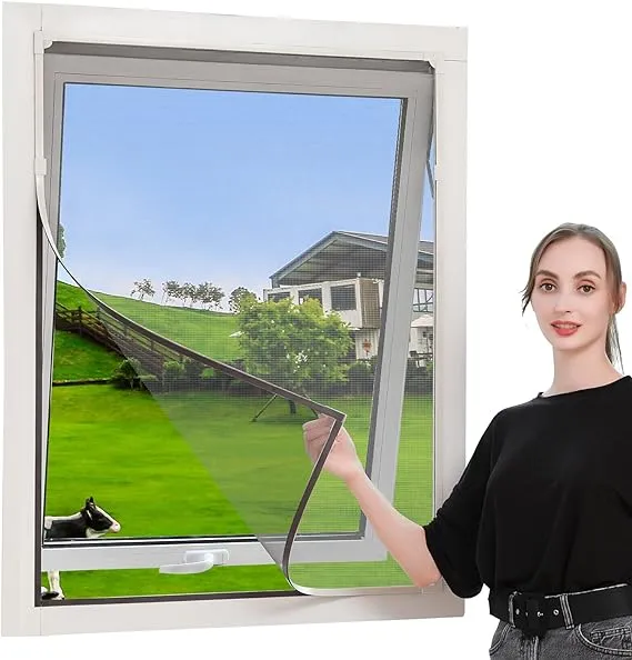 DIY Adjustable Magnetic Window Screen Max 56"x35"W Fits Magnet Screen mesh White Frame with 20X20 mesh Easy Installation