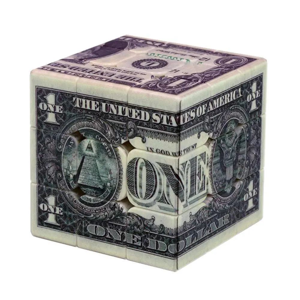 banquetbar Speed Cube 3x3 One-Dollar Notes/Bill Back Pattern Magic Cube Puzzle,IQ ...