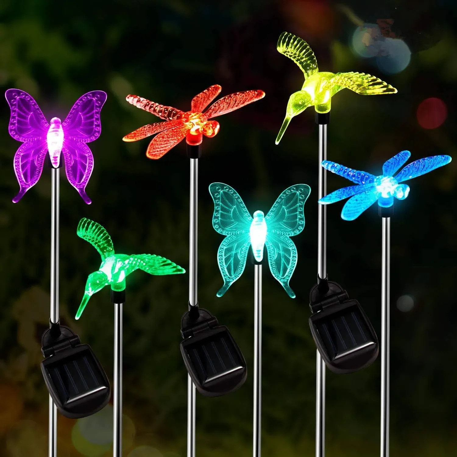 Solar Garden Lights Outdoor, 6-pack OxyLED Figurine Stake Light, Color Changi...