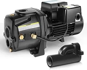 Acquaer 1/2HP Shallow/Deep Well Jet Pump, Cast Iron Convertible Pump with Ejector Kit, Well Depth Up to 25ft or 90ft, 115V/230V Dual Voltage, Automatic Pressure Switch