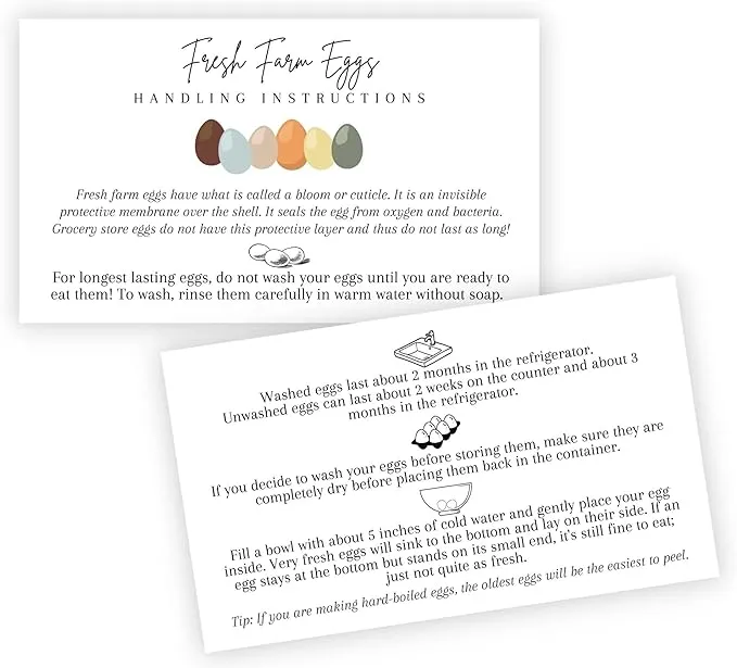 Fresh Farm Eggs Handling Instructions 50 Pack