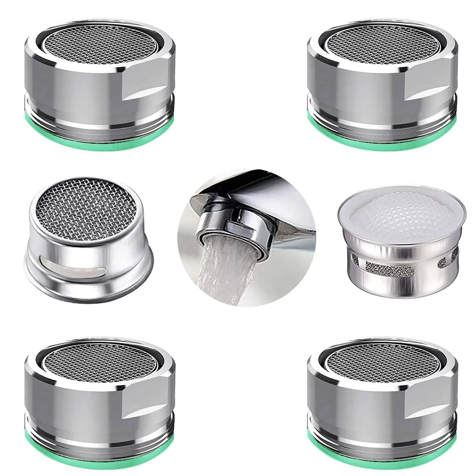 4PCS Faucet Aerator, 2 Packs of Aerator Filter Replacement Parts, With Brass Housing 15/16 Inch 24mm External Thread Aerator Faucet Filter, With Gasket, For Kitchen and Bathroom