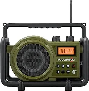 Sangean TB-100 TOUGHBOX FM/AM Aux Ultra-Rugged Digital Radio with Built-in Battery Charger, Green