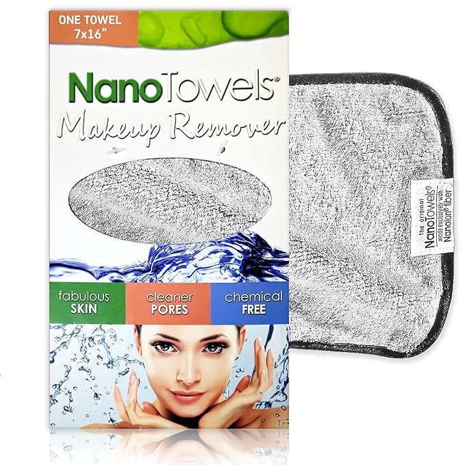 Nano Towel Makeup Remover Face Wash Cloth. Remove Cosmetics FAST and Chemical Free. Wipes Away Facial Dirt and Oil Like An Eraser. Great for Sensitive Skin, Acne, Exfoliating (Grey)