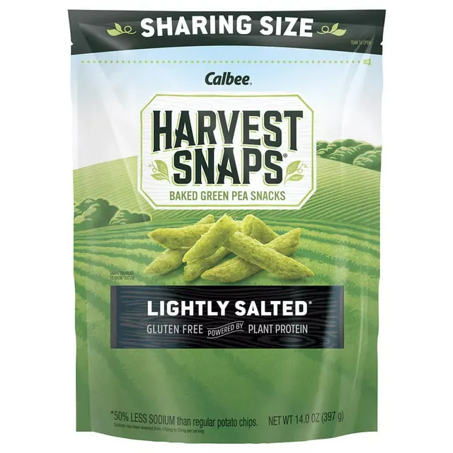 Harvest Snaps Veggie Chips (Green Pea Snack Crisps Lightly Salted, 3.3 oz) | Powered by Plant Protein, Gluten Free, Non-GMO Baked Vegetable Crisps | Made in USA (12 Pack)