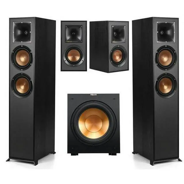 Klipsch Reference 5.1 Home Theater Pack with 2x R-620F Floorstanding Speaker, R-12SW Subwoofer, R-52C Center Channel Speaker and 2x R-41M Bookshelf