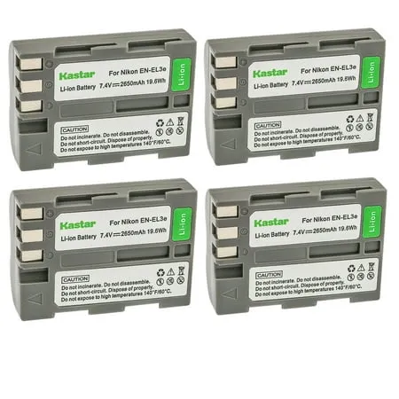 Kastar 4-Pack EN-EL3E Battery Replacement for Nikon D100 Nikon D100SLR Nikon D200 Nikon D300 Nikon D300S Nikon D50 Nikon D50S Nikon D70 Nikon D70S Nikon D700 Nikon D80 Nikon D90 Camera