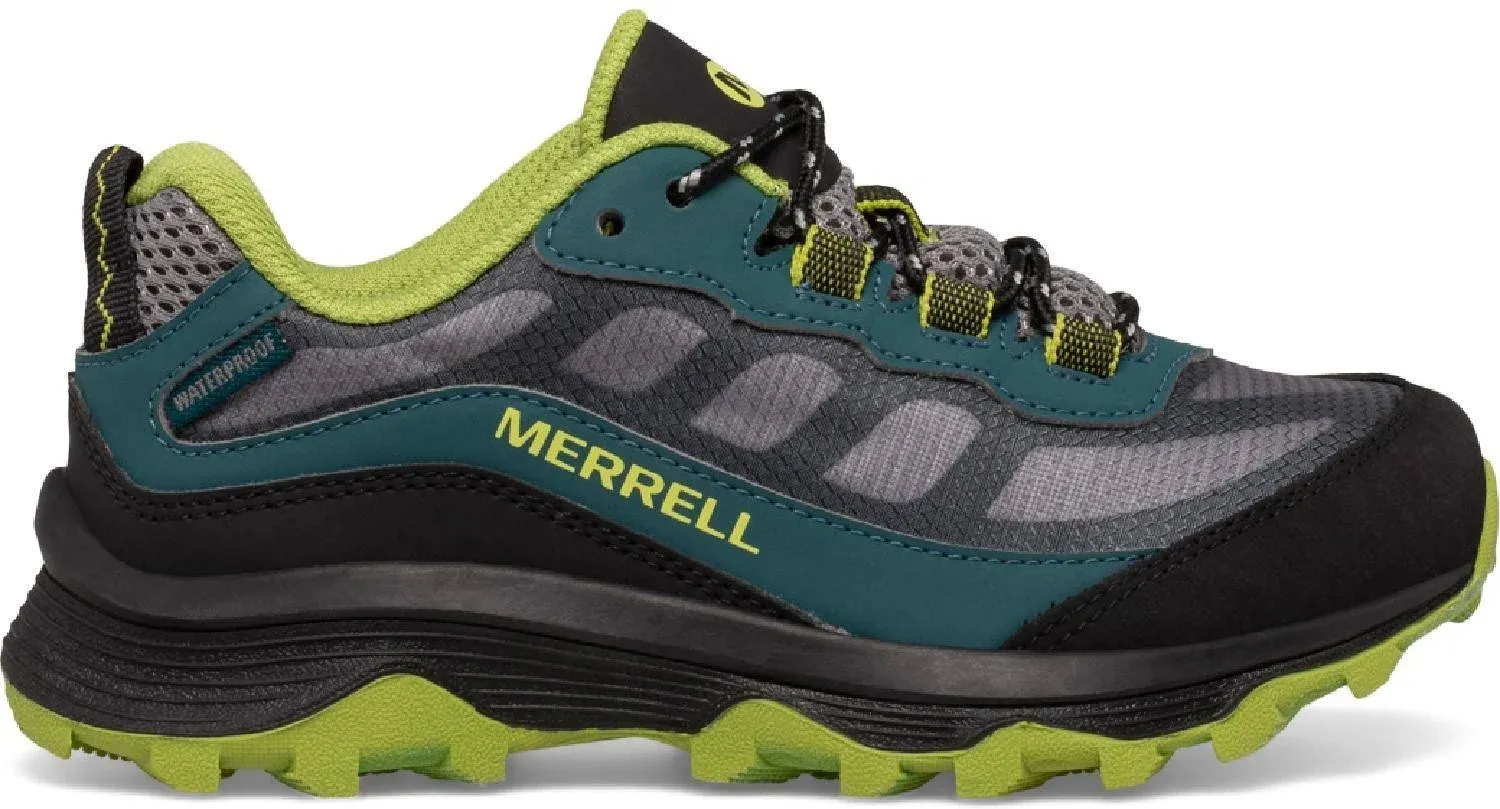 Merrell Kid's Moab Speed Low Waterproof, Size: 10.5, Grey/Black/Red