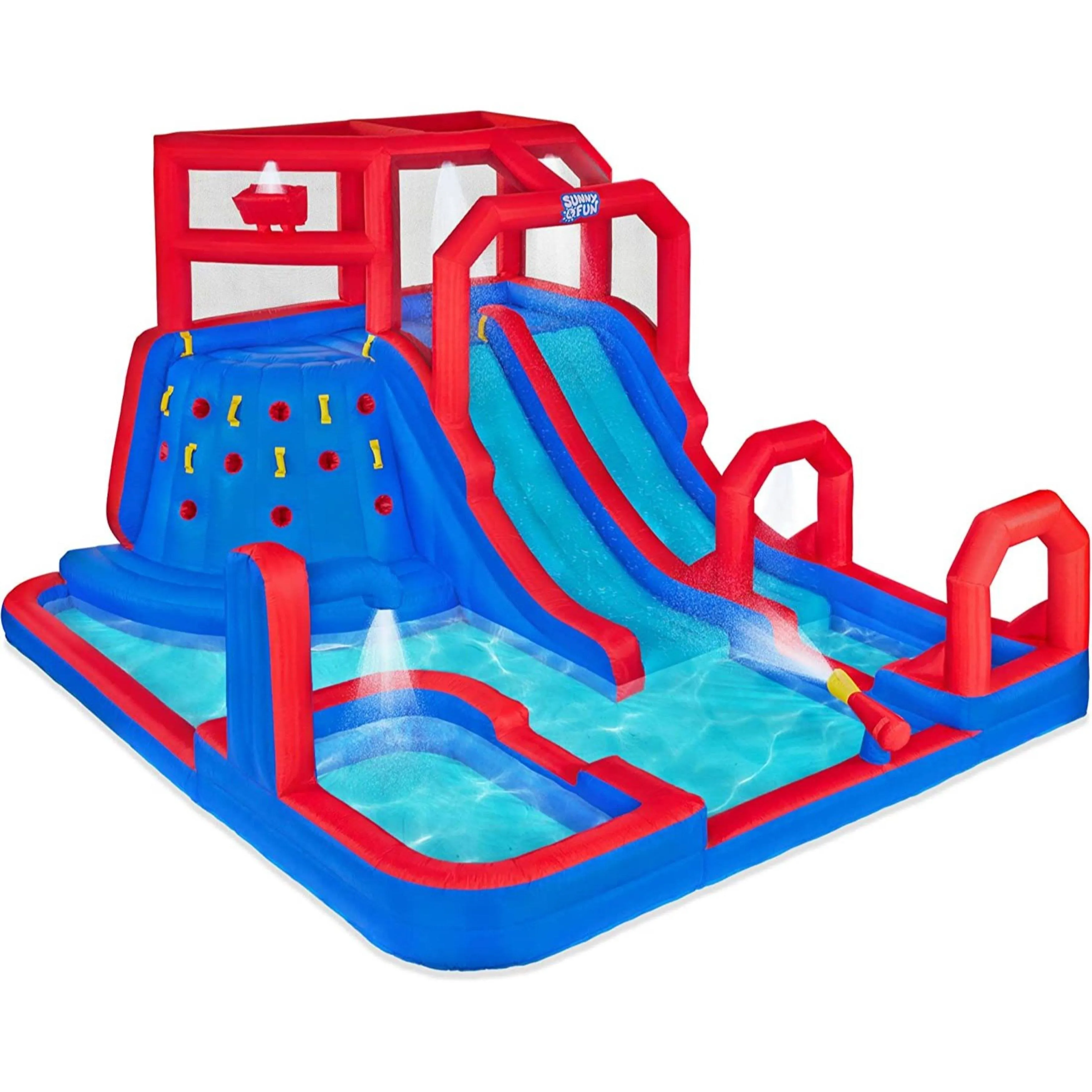 Sunny & Fun Inflatable Water Slide & Blow Up Pool, Kids Water Park for Backyard, Blue