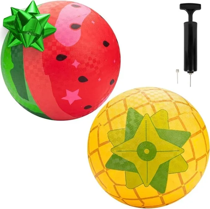 SCS Direct Gaga Fruit-Themed Playground Balls w Air Pump Fun Outdoor Kids Toys