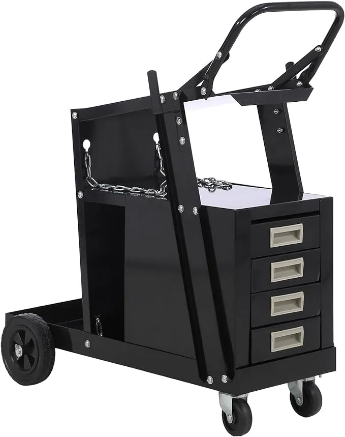 Welding Cart, 220 lbs Welder Cart with 4 Drawers, Welding Carts for TIG MIG Welder and Plasma Cutter