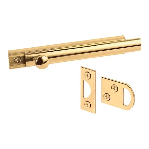 4 in. Surface Bolt, Solid Brass, Polished Brass Finish Single Pack