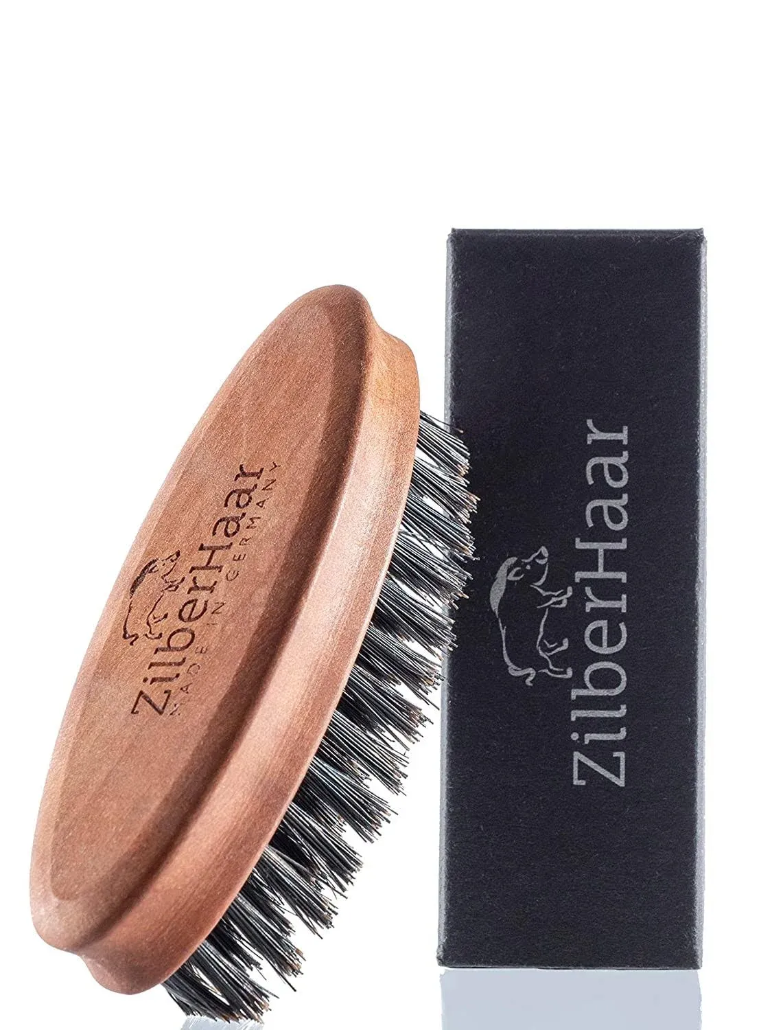 ZilberHaar Pocket Beard Brush – 100% Boar Bristles with Firm Natural Hair – Best