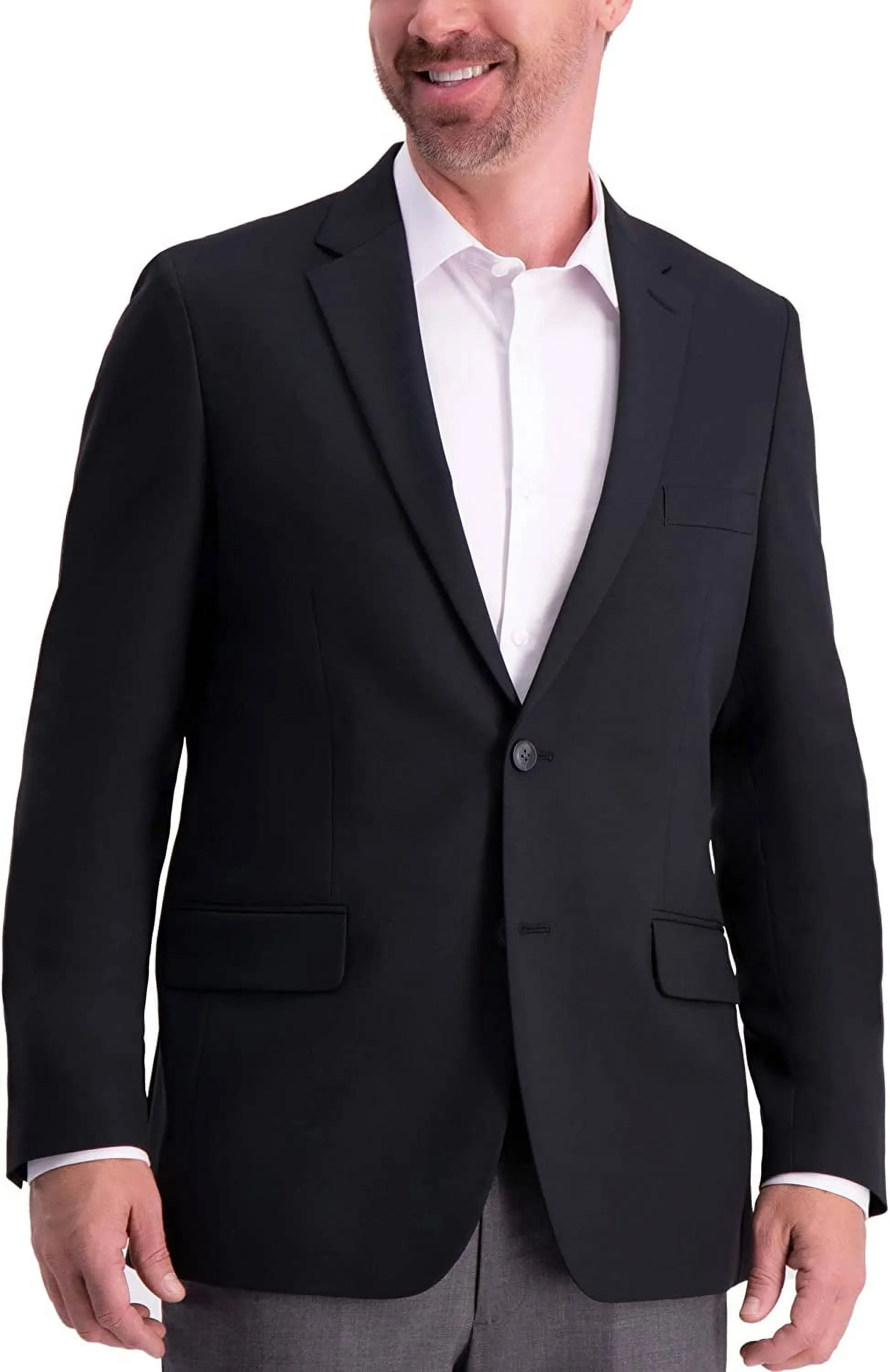 Haggar Men's The Active Series Classic Fit Gabardine Blazer 44 Black