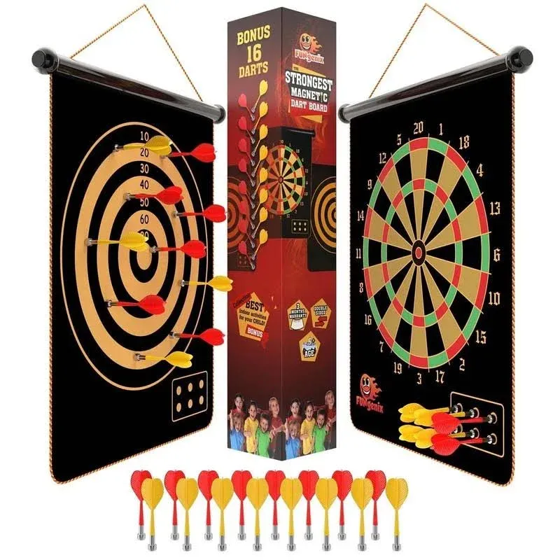 FUNGENIX Magnetic Dart Board for Kids - Indoor Outdoor Darts Game, 16pcs Magnetic ...