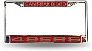 Rico Industries NFL Football San Francisco 49ers Red Chrome Laser License Frame 12" x 6"